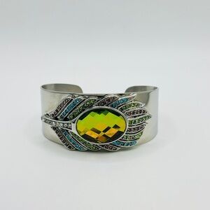 Peacock Feather Bangle; Stainless Steel